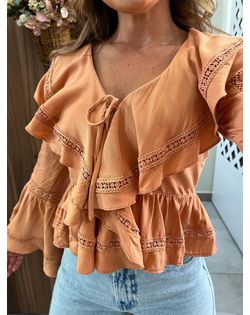 Blusa Boho Pêssego Flora - 52625252 - Closet