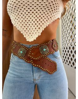 Cinto Marrom Courino Paula - 951524 - Closet