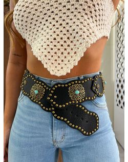Cinto Preto Courino Paula - 95255625 - Closet