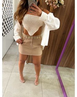 Saia Curta Brise Iced Coffee Alcance - 74162696 - Closet