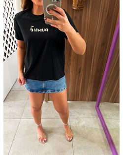 T-Shirt Fit Farmrio Tucaninho Preta Farm - 554154... - Closet