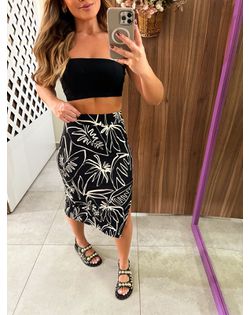 Saia Estampada Canelada Média Colcci - 554154 - Closet