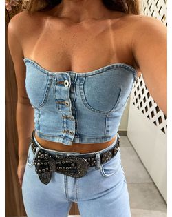 Top Jeans Claro Corset Nxo - 4989 - Closet