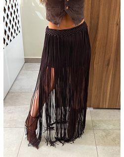 Saia Macramê Marrom Dadri - 956485 - Closet