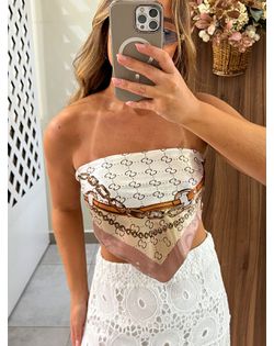 Lenço Estampado Cetim Alana - 84595496 - Closet