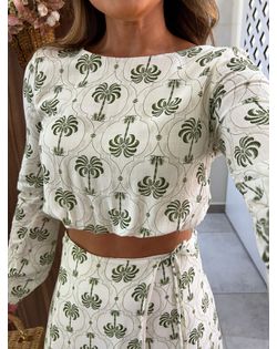 Blusa Curta Estampada Manga Longa Lez a Lez - 9559... - Closet