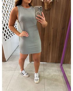 Vestido Curto Slim Canelado Cinza Colcci Sport - 5... - Closet