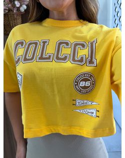 Camiseta Cropped Com Estampa Amarela Colcci - 862... - Closet