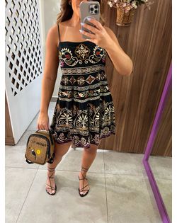 Vestido Curto Estampado Adriele Farm - 4959652 - Closet