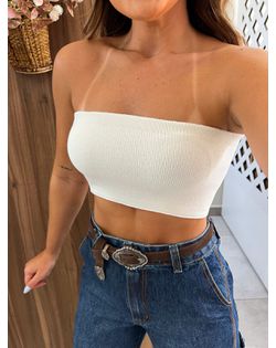 Top Faixa Tricot Off White - 6226654 - Closet