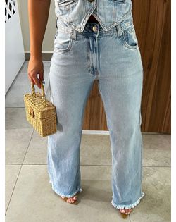 Calça Wide Leg Jeans Barra a Fio - 1561465959 - Closet