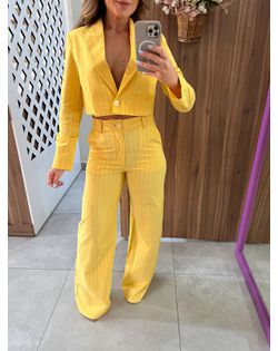 Conjunto Alfaiataria Amarelo Listrado Colcci - 451... - Closet