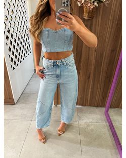 Calça Jeans Barrel Com Recortes Lez a Lez - 65264... - Closet