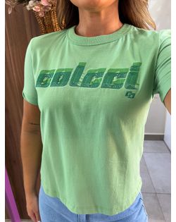Camiseta Com Estampa e Logo Bordada Verde Colcci ... - Closet