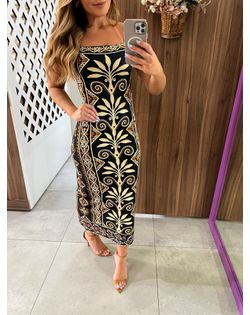 Vestido Midi Estampado Adriele Farm - 541548515 - Closet