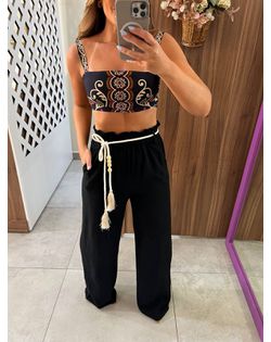 Calça Linho Preta Elisa - 848545 - Closet