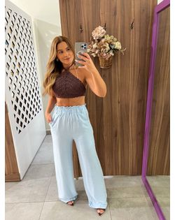 Calça Linho Azul Bebê Elisa - 9546459649 - Closet