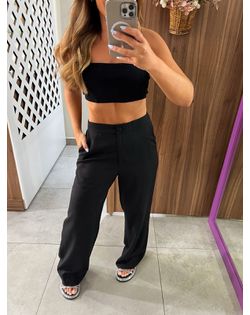 Calça Preta Reta Cintura Alta Lez a Lez - 95948649... - Closet