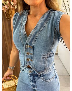Colete Jeans Médio Zoe - 5265151 - Closet