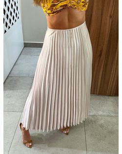 Saia Midi Plissada Bege Aurora - 854854 - Closet