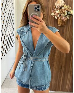Colete Alongado Jeans Bárbara - 5256284 - Closet