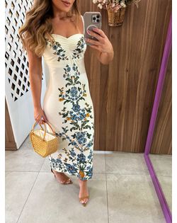Vestido Midi Estampado Floral Penélope Farm - 4756... - Closet