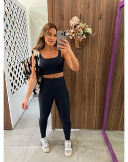 Conjunto Top E Calça Legging Essential Fit Preto C... - Closet