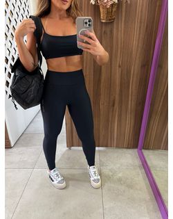 Conjunto Top E Calça Legging Warm Fit Preto Colcci... - Closet