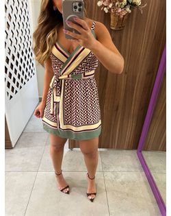 Vestido Curto Estampado Amore Farm - 54162461 - Closet