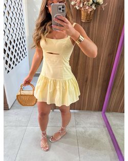 Vestido Curto Amarelo Candy Iza - 8415415841 - Closet
