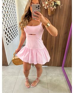 Vestido Curto Rosa Bebê Iza - 8962629 - Closet