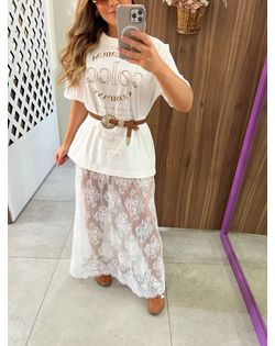 Saia Longa Renda Branca Lia - 515161 - Closet