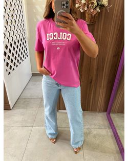 Camiseta Com Logo Em Estampa Frontal Rosa Colcci ... - Closet