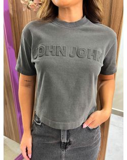Camiseta Reta Embossed Cinza John John - 541458454 - Closet