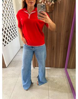 Camisa Polo Canelada Elegance Vermelha Colcci - 5... - Closet