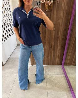 Camisa Polo Canelada Elegance Azul Colcci - 59625... - Closet