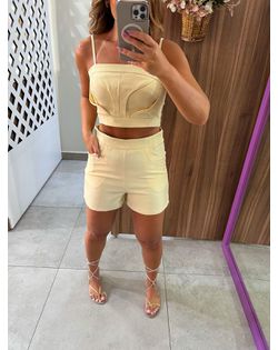 Conjunto Curto Alfaiataria Amarelo Candy Mavie - ... - Closet