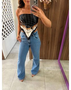 Calça Wide Leg Jeans Médio - 7965569 - Closet