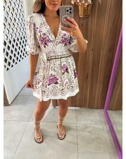 Vestido Curto Estampado Poesia De Flor Farm - 6597... - Closet