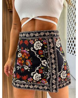 Saia Sarja Flor De Fita Farm - 527526958 - Closet