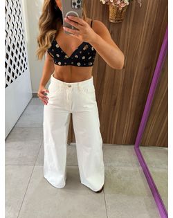 Calça Super Wide Leg Sarja Off White Lez a Lez - 5... - Closet