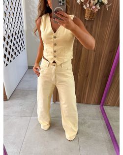 Calça Jeans New Baggy Amarela Alcance - 52652626 - Closet