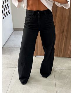 Calça Wide Leg Sarja Preta Nxo - 6262556 - Closet