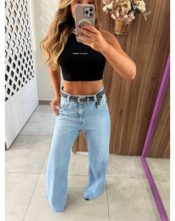 Calça Wide Leg Jeans Claro Sâmia - 254125 - Closet
