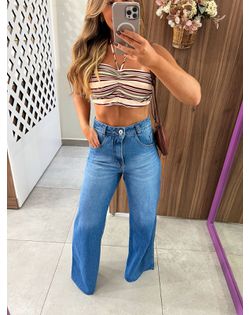 Calça Wide Leg Jeans Médio Liz - 525258 - Closet