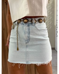 Saia Jeans Claro Curta Alina - 652614584 - Closet
