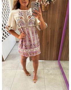 Vestido T-Shirt Manga Fofa Estampado Ananda Farm -... - Closet