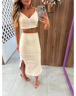 Conjunto Midi Cru Bordado Eva - 65262632 - Closet