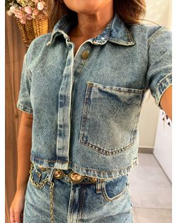 Camisa Cropped Essential Dirty Wash Alcance - 2626... - Closet