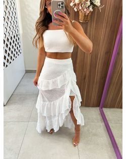 Conjunto Renda Branco Babados Atenas - 5295629629 - Closet